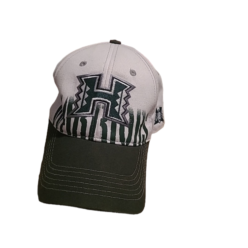 VINTAGE Hawaii University Hat Green Strap Back Baseball Cap Rainbow Warriors y2k